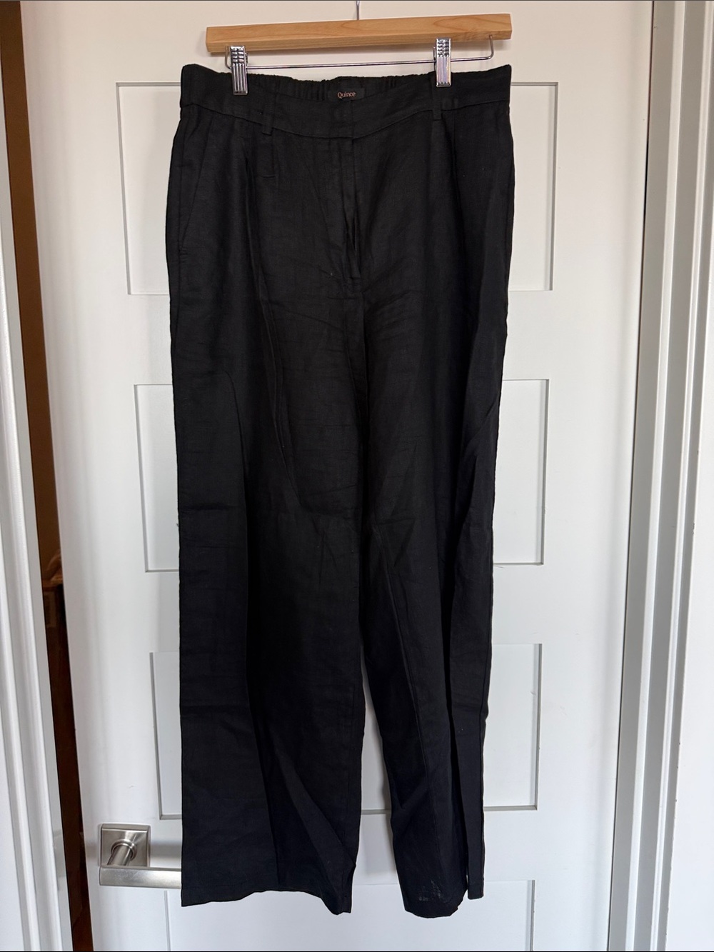 Quince Black Women's Linen Wide Leg Pants